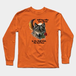 Wolf with Red Rose Long Sleeve T-Shirt